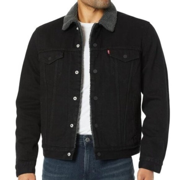 Levi's Other - Levi's Men's Size M Black & Gray Type III Sherpa Trucker Denim Jean Jacket